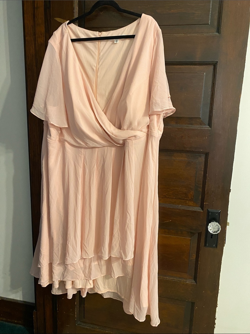 Ever Pretty Blush Chiffon Flutter Sleeve Wrap Dress Size 7X